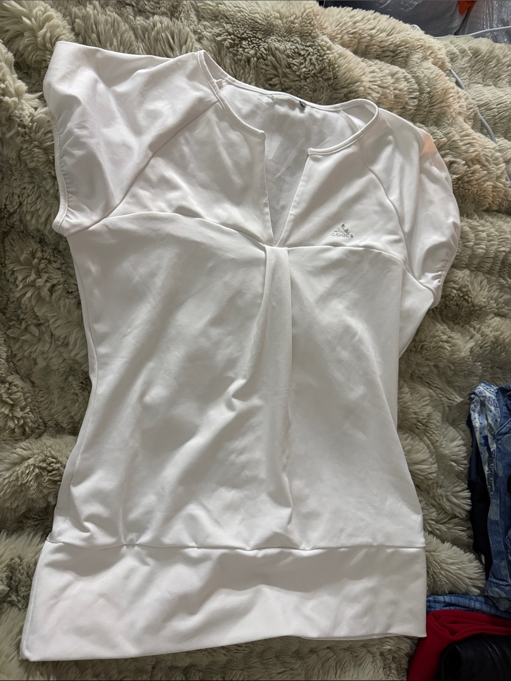 adidas White Short-Sleeve Performance V-Neck Tee